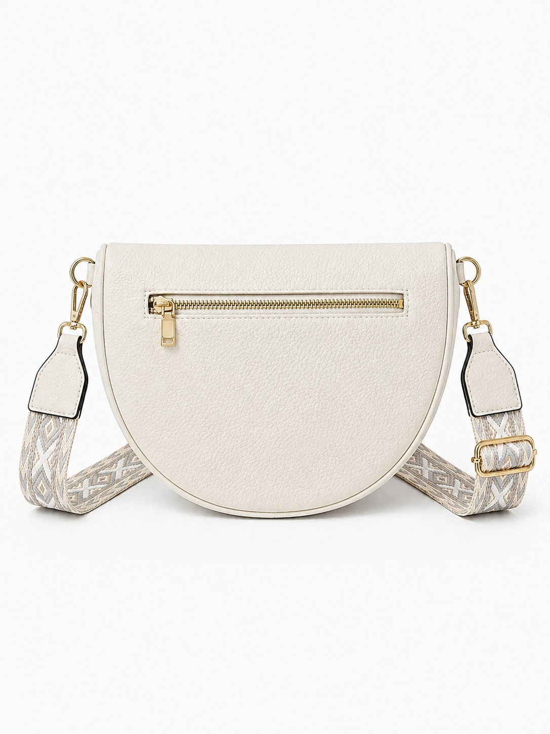 Grand sac banane femme Cuir blanc ivoire Bandoulière large - Porte-monnaie inclus