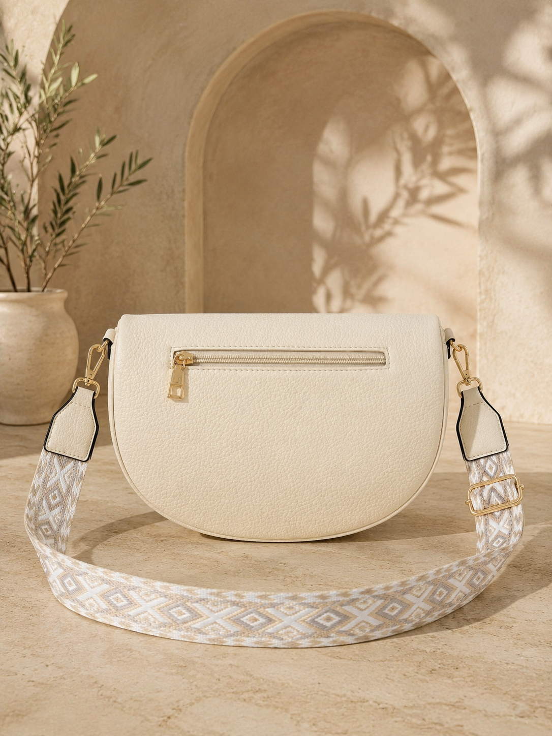 Sac banane femme XL raphia blanc ivoire – Porte-monnaie assorti – Bandoulière interchangeable