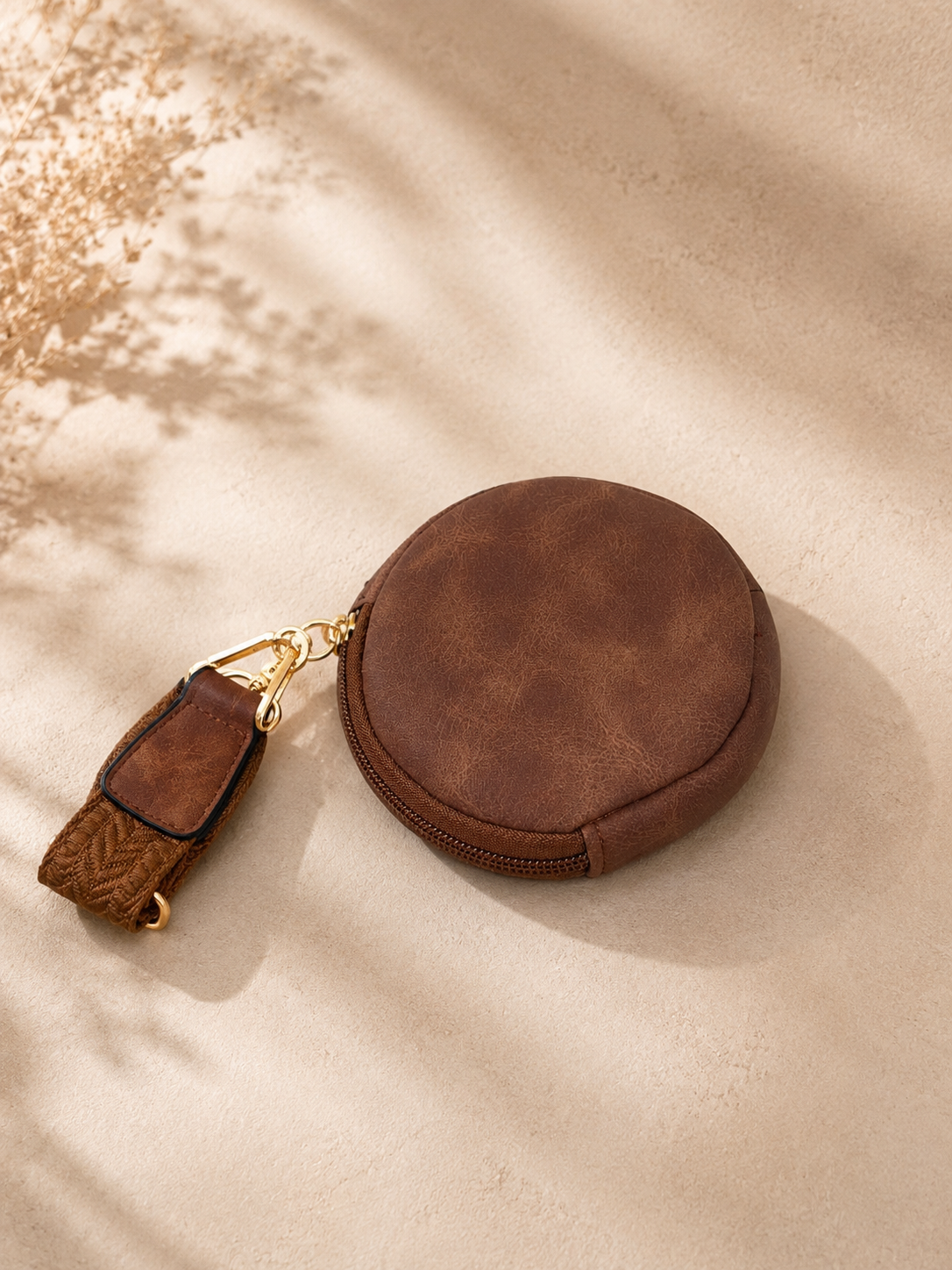Sac banane femme vintage en daim marron – Porte-monnaie assorti – Bandoulière interchangeable