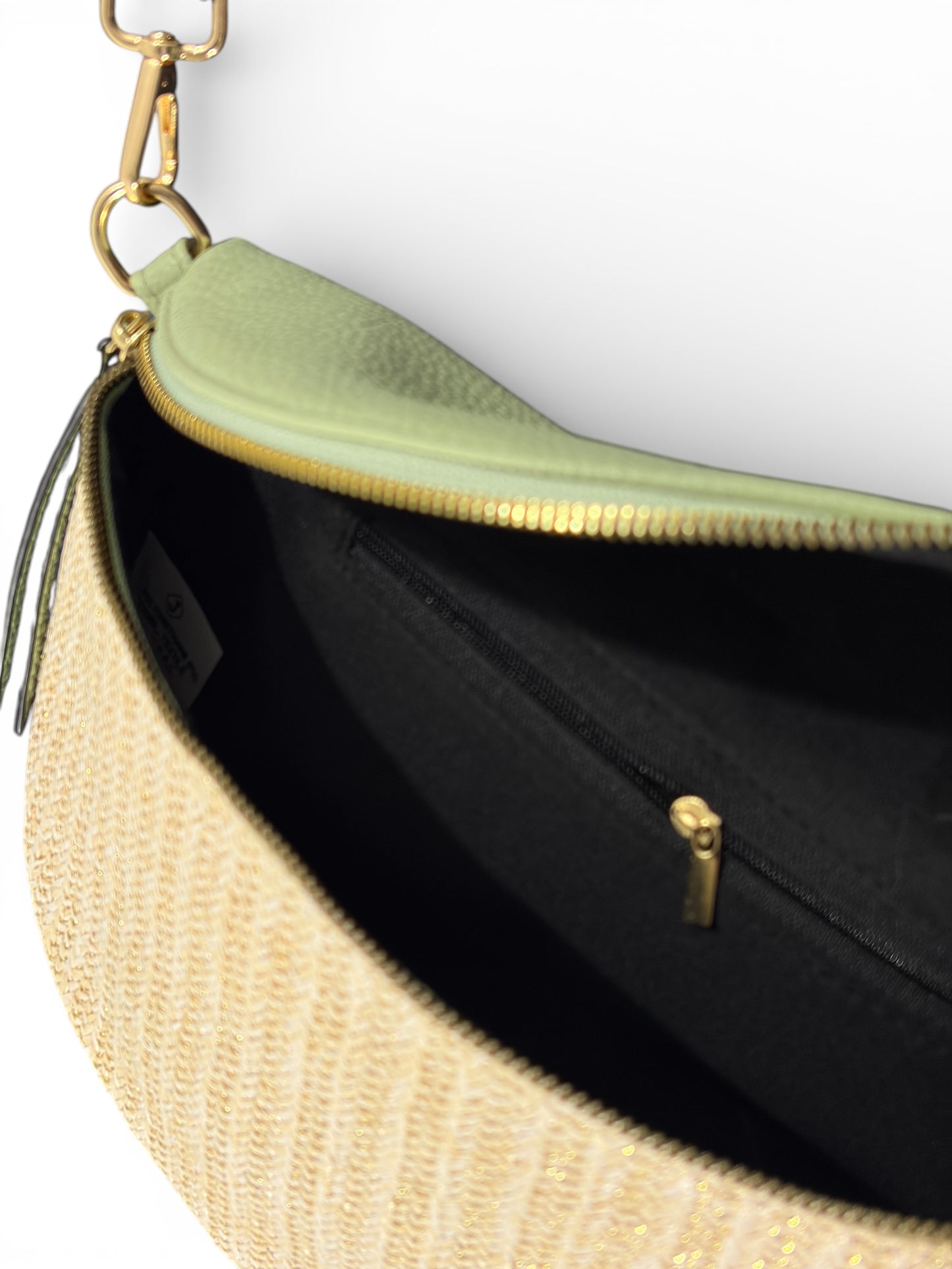 Grand sac banane - Vert - bi-matière motif brillant