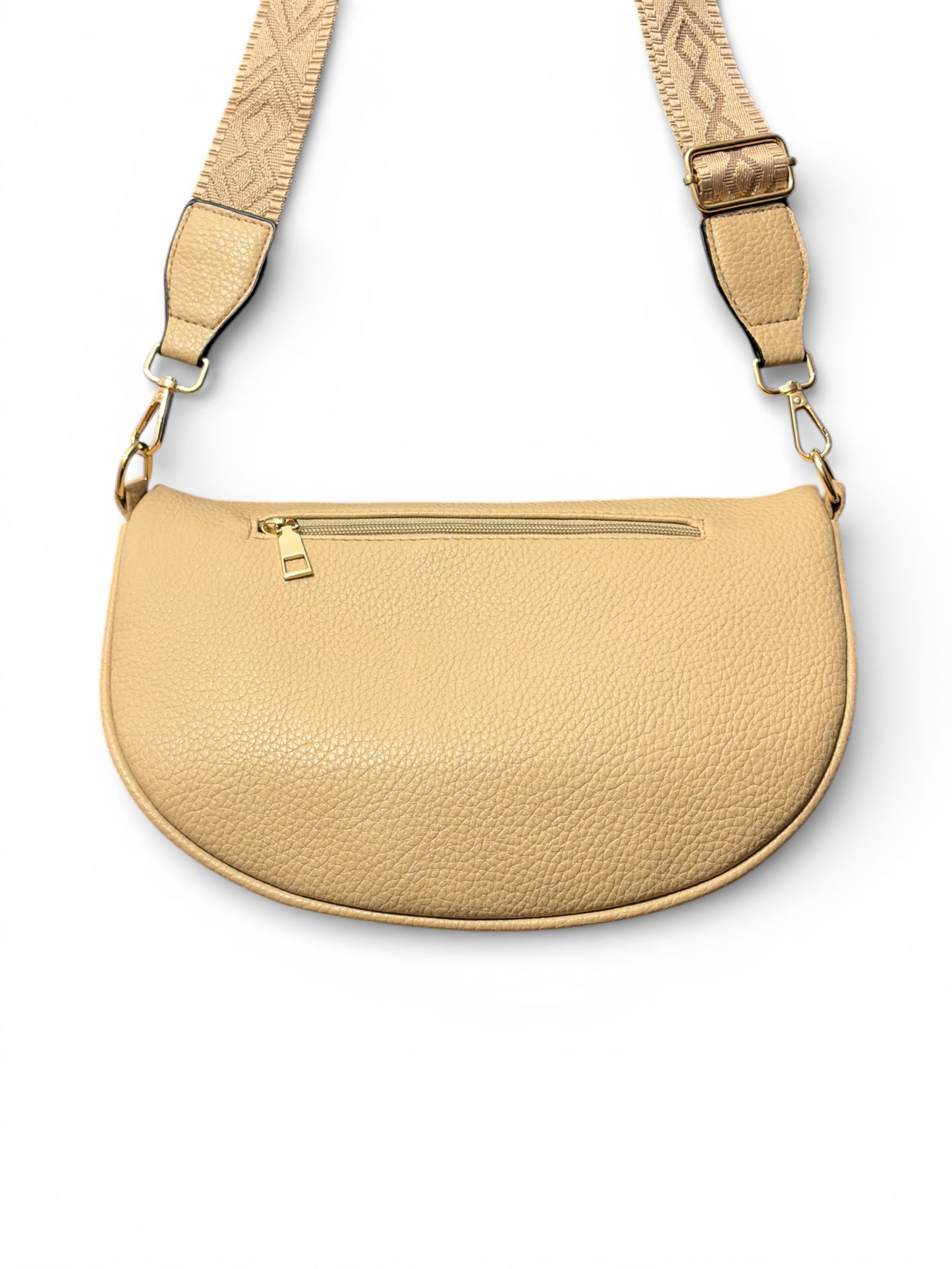 Grand sac banane - Beige - Bi-matière motif brillant | A