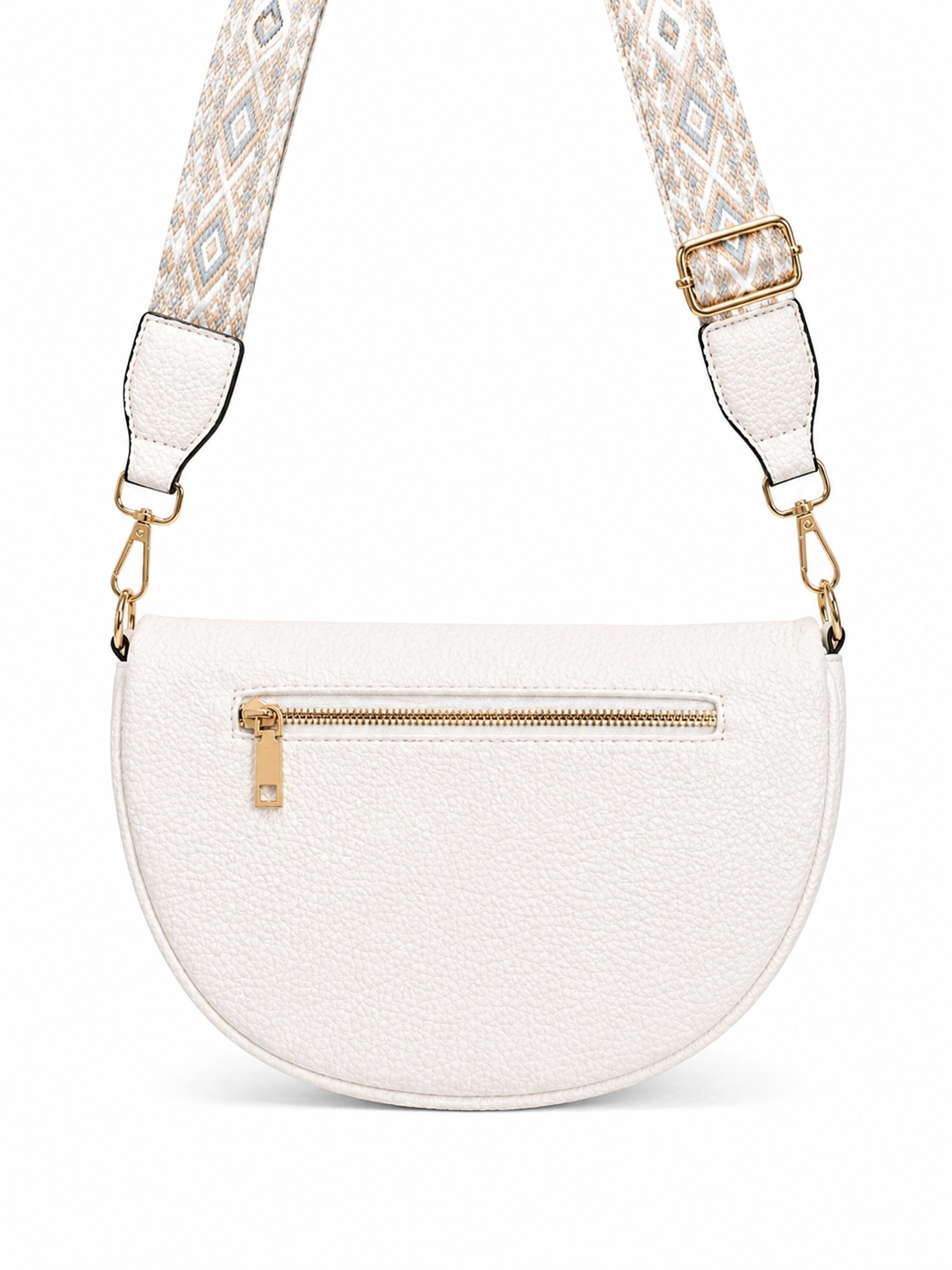 Grand sac banane femme blanc effet paille Bandoulière large - Porte-monnaie inclus