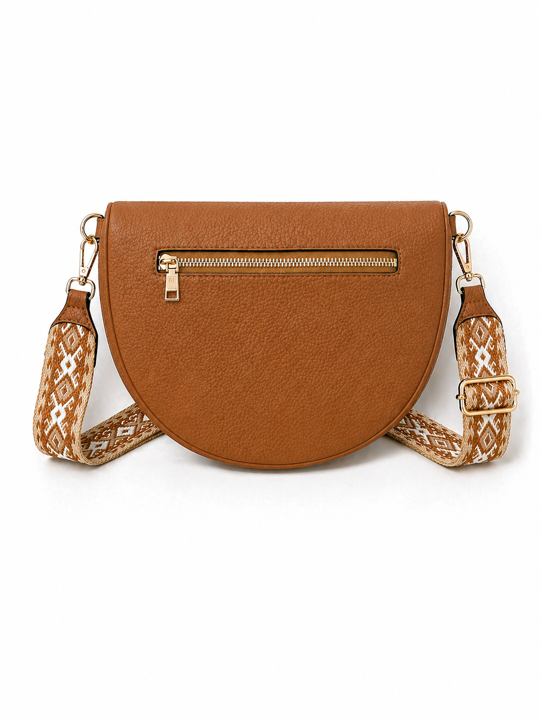Grand sac banane femme Cuir marron Bandoulière large - Porte-monnaie inclus
