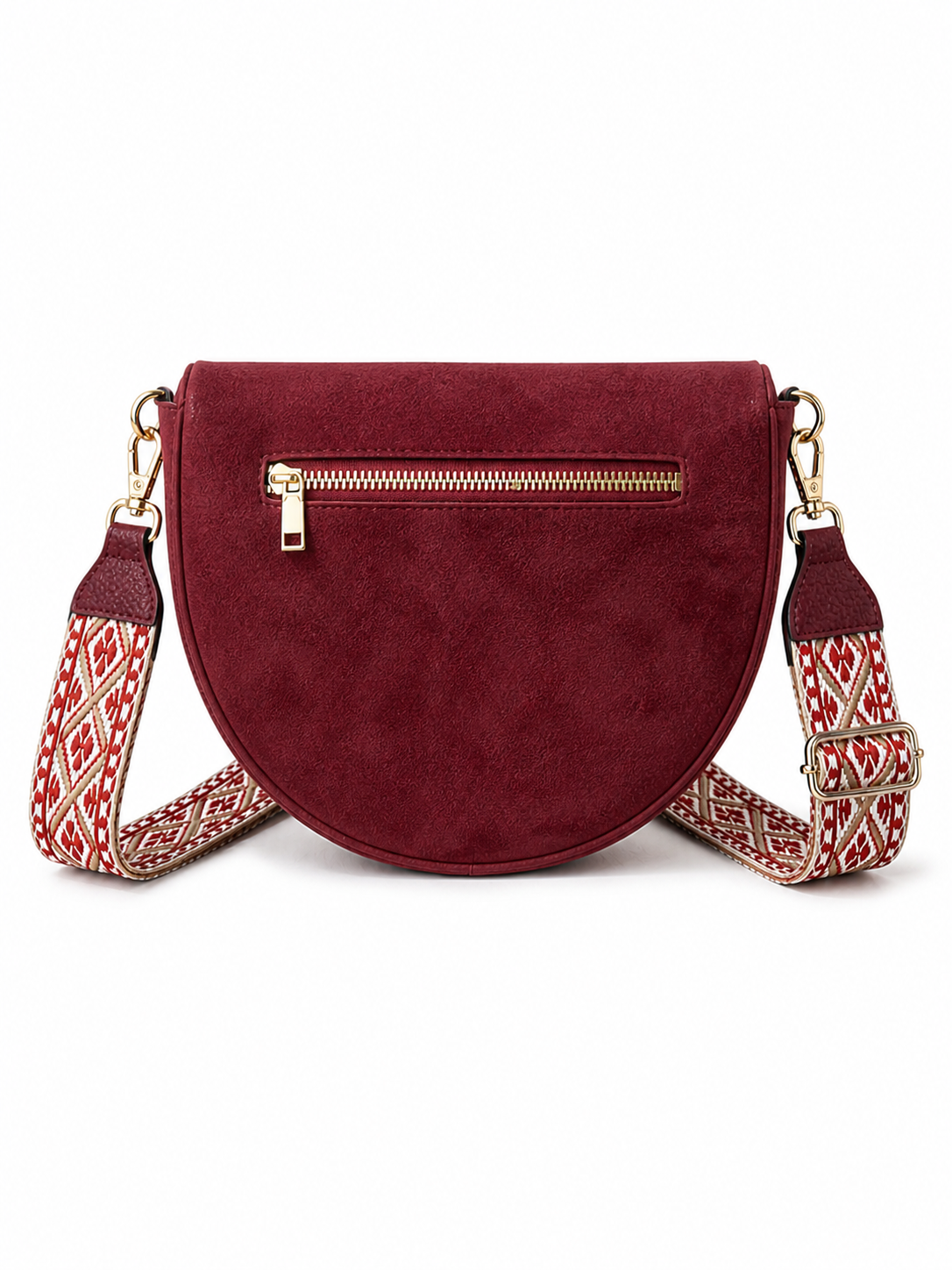 Sac banane femme daim rouge bordeaux Bandoulière large - Porte-monnaie inclus