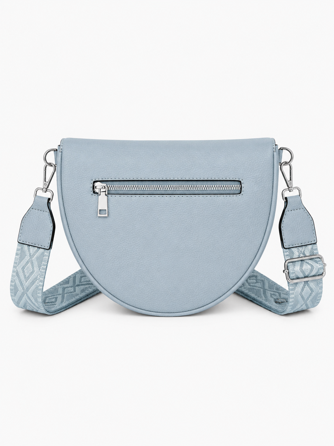 Grand sac banane femme Cuir bleu ciel Bandoulière large - Porte-monnaie inclus