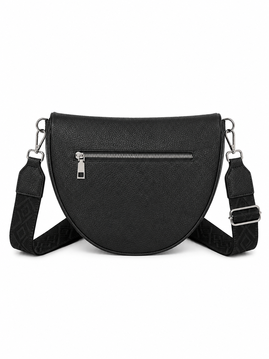 Grand sac banane femme noir effet paille Bandoulière large - Porte-monnaie inclus