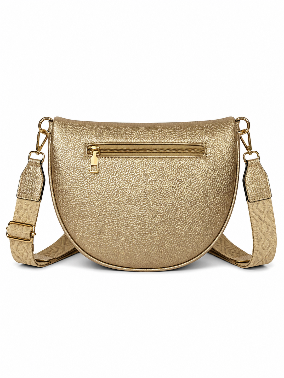 Grand sac banane femme Doré effet paille Bandoulière large