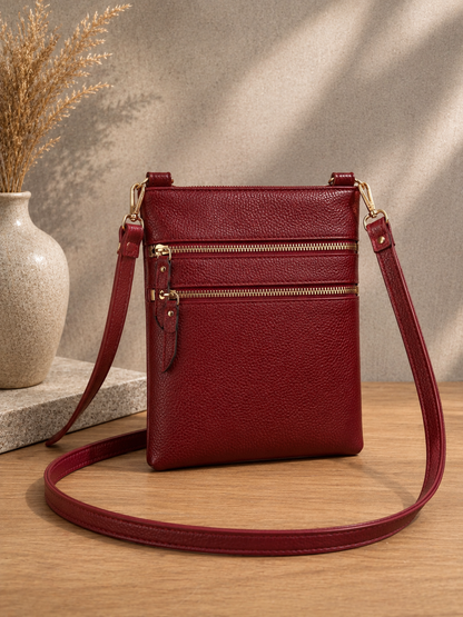 Sac pochette femme en cuir rouge bordeaux