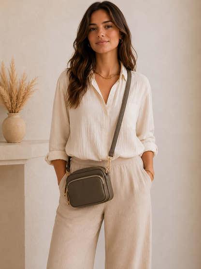 Petit sac bandoulière femme Cuir taupe