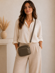 Petit sac bandoulière femme Cuir taupe