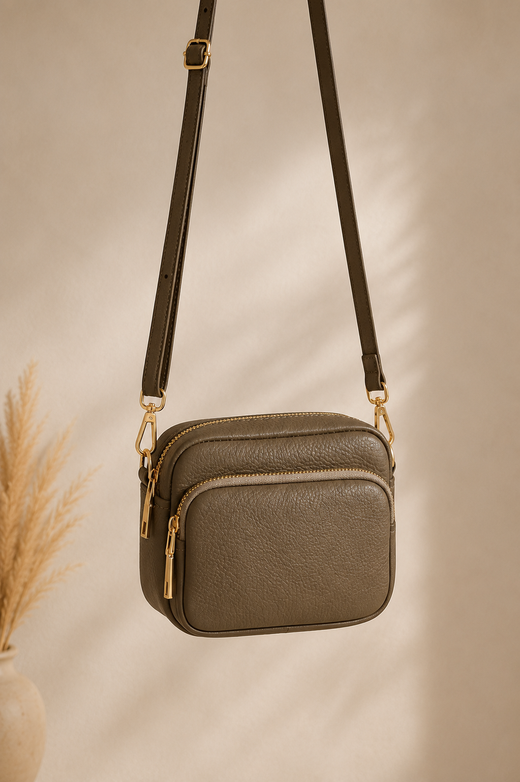 Petit sac bandoulière femme Cuir taupe