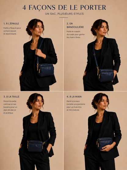 Sac bandoulière femme Cuir bleu marine