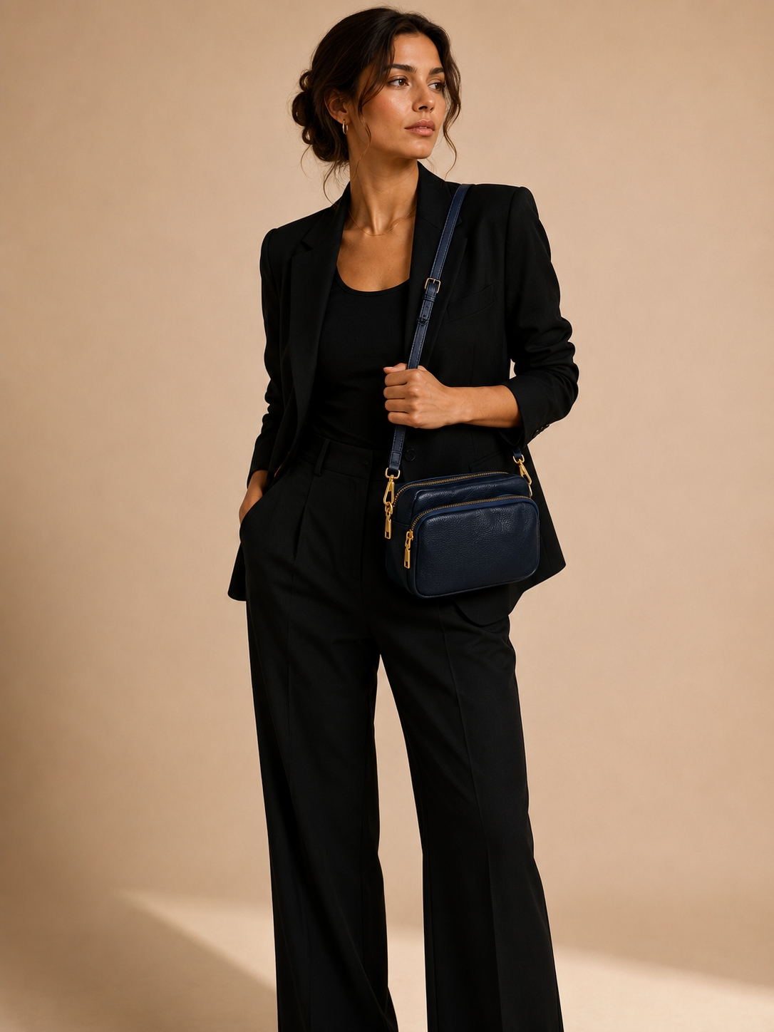 Sac bandoulière femme Cuir bleu marine