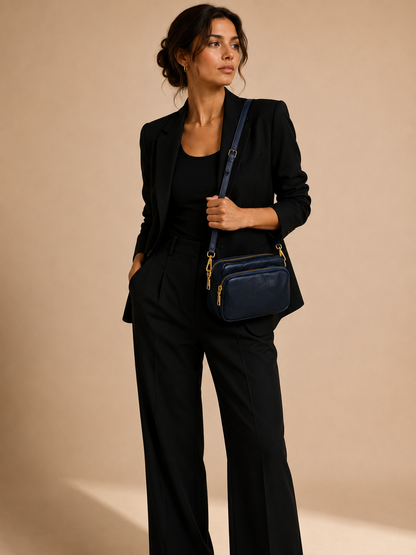 Sac bandoulière femme Cuir bleu marine
