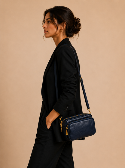 Sac bandoulière femme Cuir bleu marine