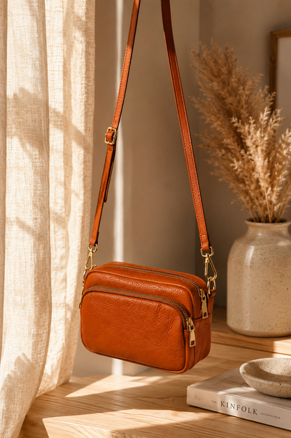 Sac bandoulière femme Cuir camel