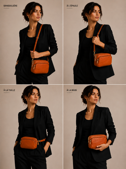 Sac bandoulière femme Cuir camel