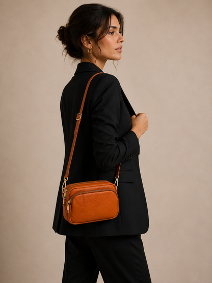 Sac bandoulière femme Cuir camel