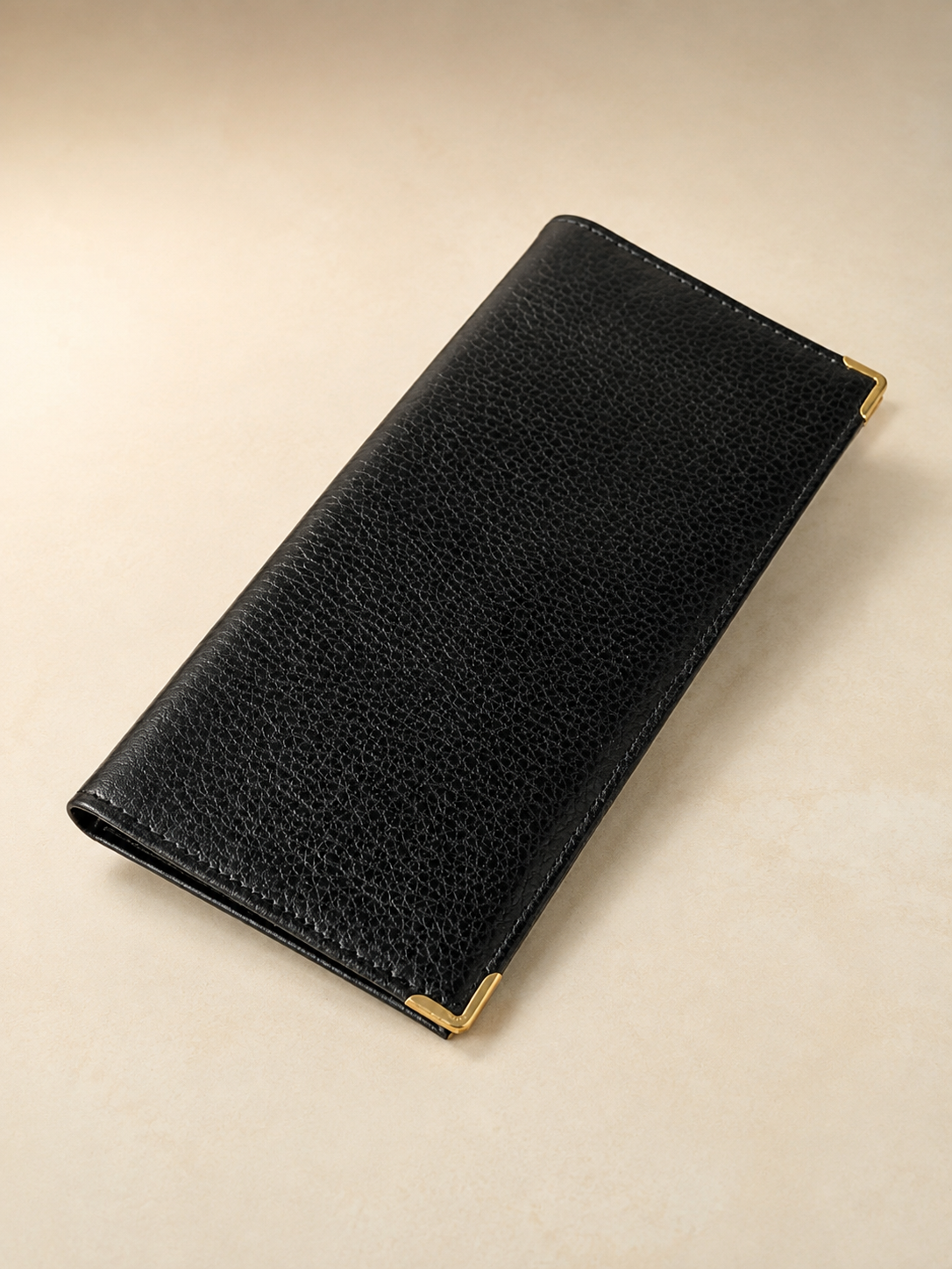 Porte-chéquier femme en cuir de vachette noir