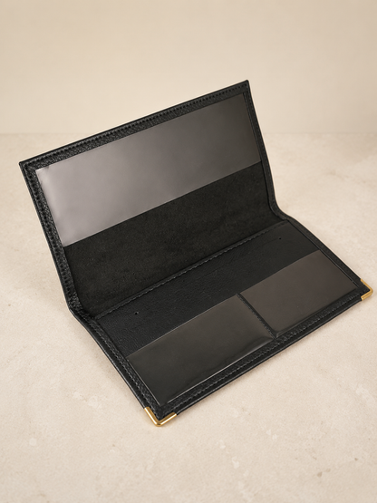 Porte-chéquier femme en cuir de vachette noir