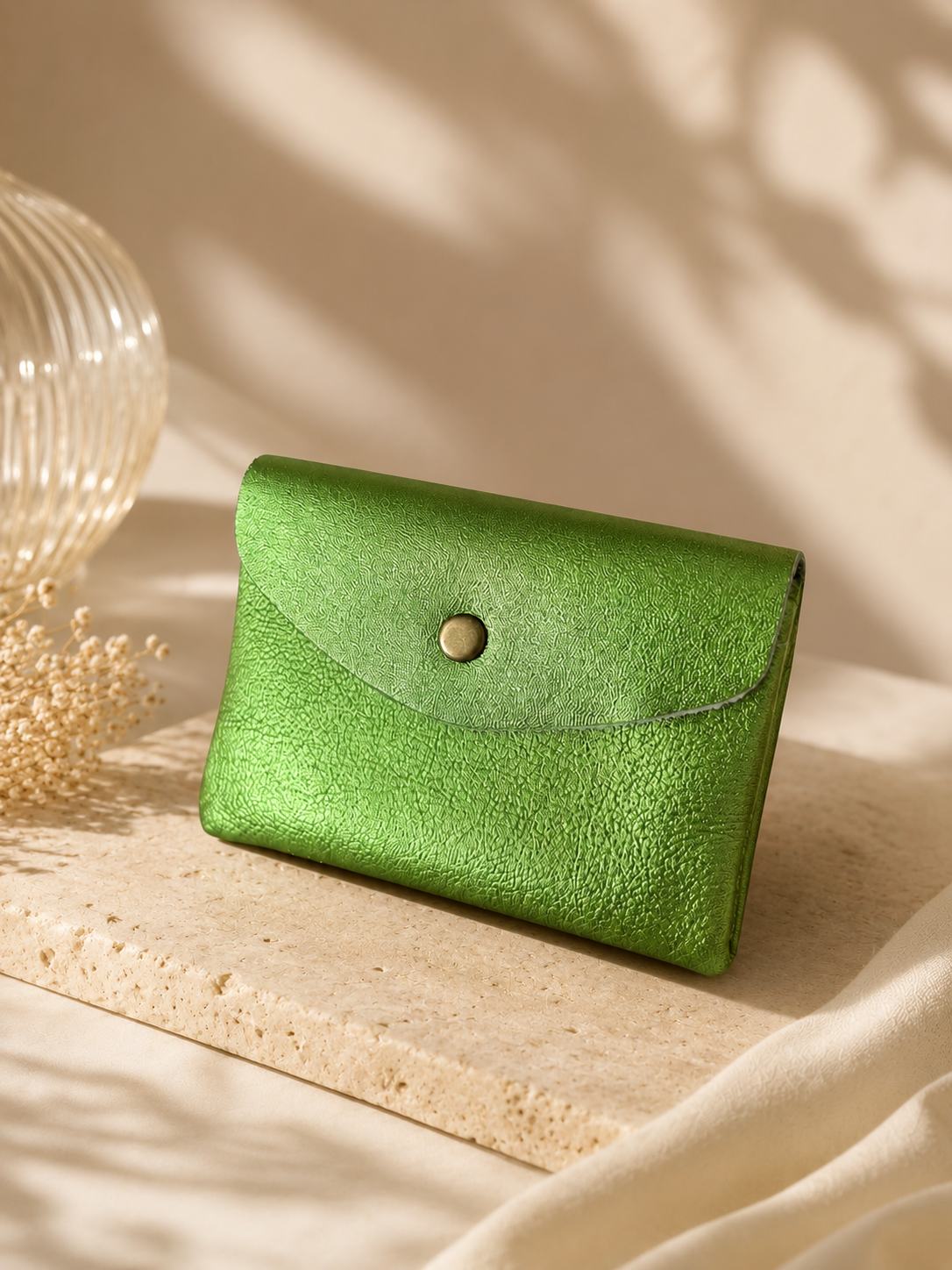 Porte-monnaie femme Cuir irisé vert
