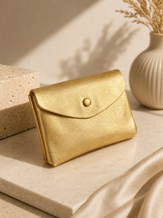 Porte-monnaie femme Cuir irisé doré