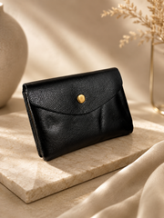 Porte-monnaie femme Cuir irisé noir