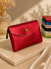 Porte-monnaie femme Cuir irisé rouge bordeaux