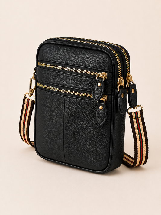 Sac téléphone femme en cuir noir