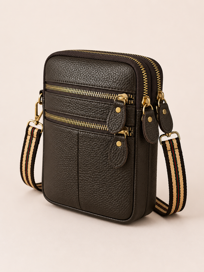 Sac téléphone femme en cuir marron