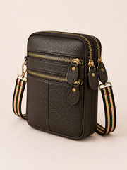 Sac téléphone femme en cuir marron