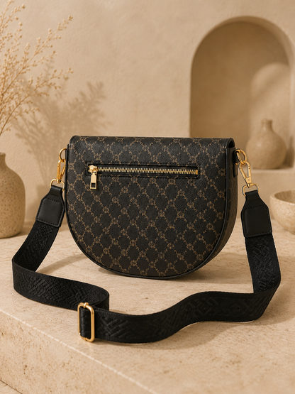 Sac banane femme XL – Marron chocolat à monogramme marron camel – Porte-monnaie assorti – Bandoulière interchangeable
