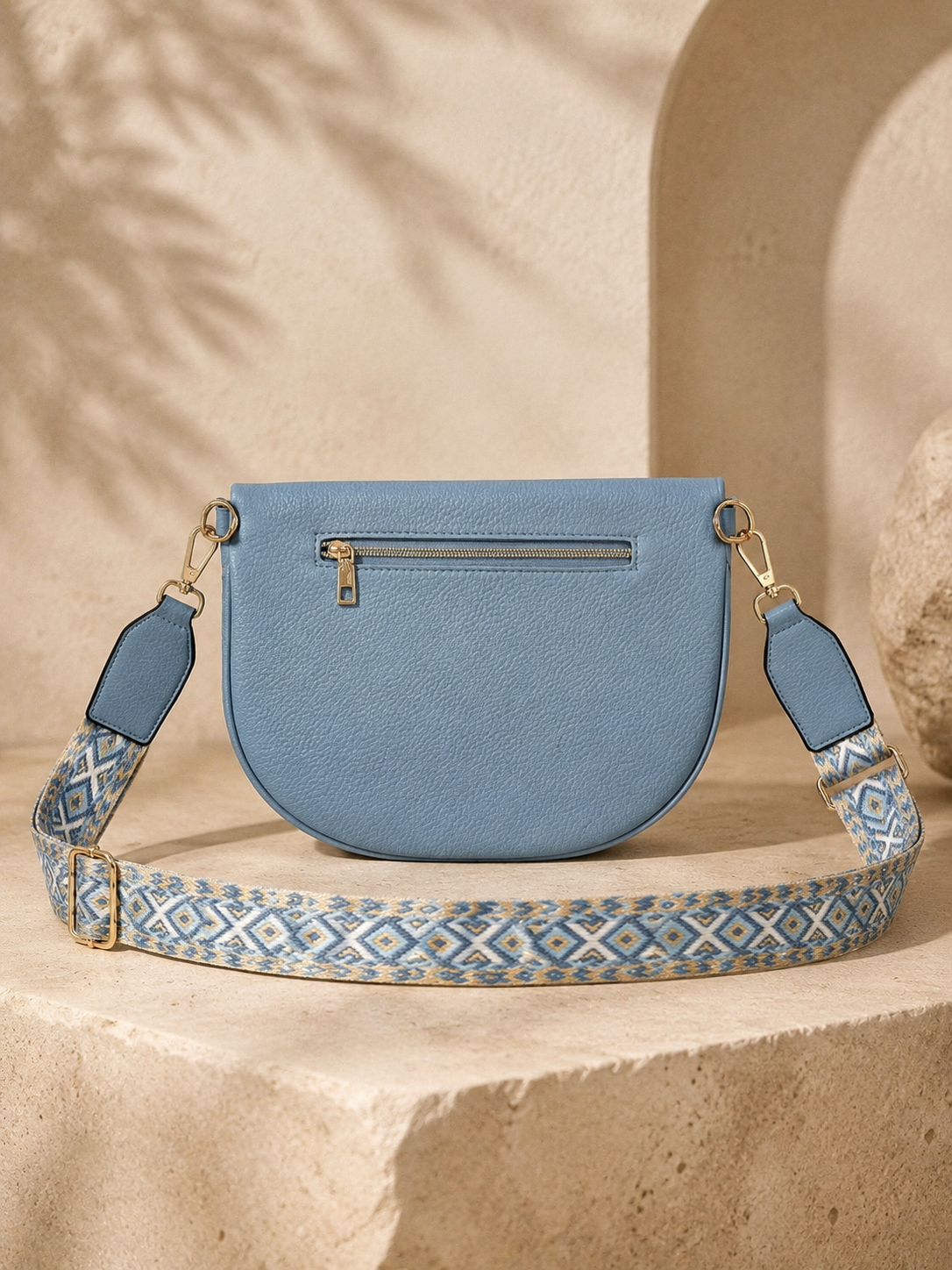 Sac banane femme XL raphia bleu ciel – Porte-monnaie assorti – Bandoulière interchangeable