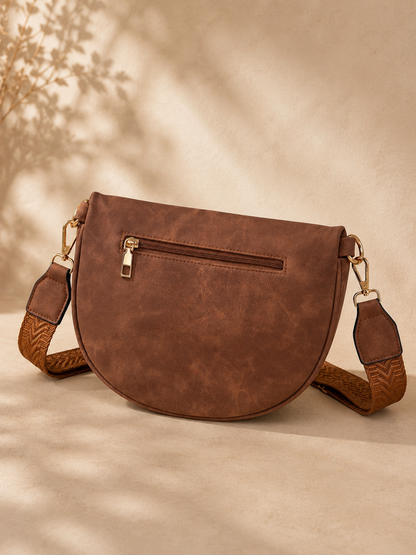 Sac banane femme vintage en daim marron – Porte-monnaie assorti – Bandoulière interchangeable