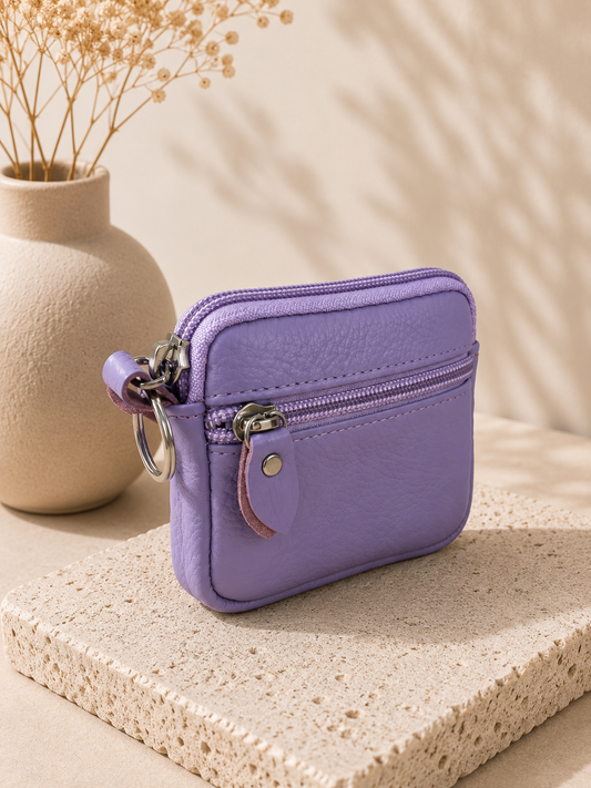 Porte-monnaie femme en cuir violet lavande