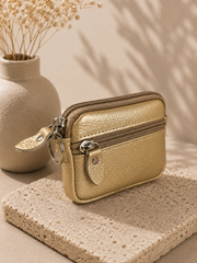 Porte-monnaie femme en cuir doré