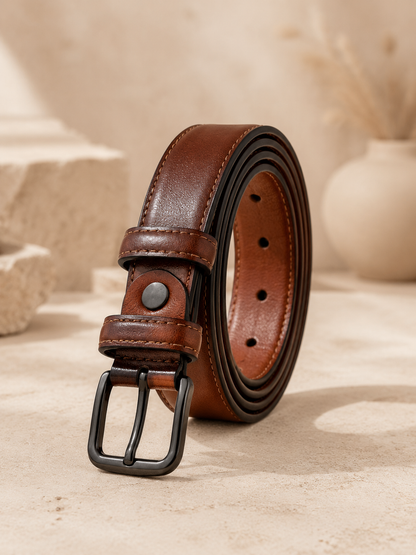 Ceinture femme en cuir marron cognac – Cuir de vachette – Taille ajustable
