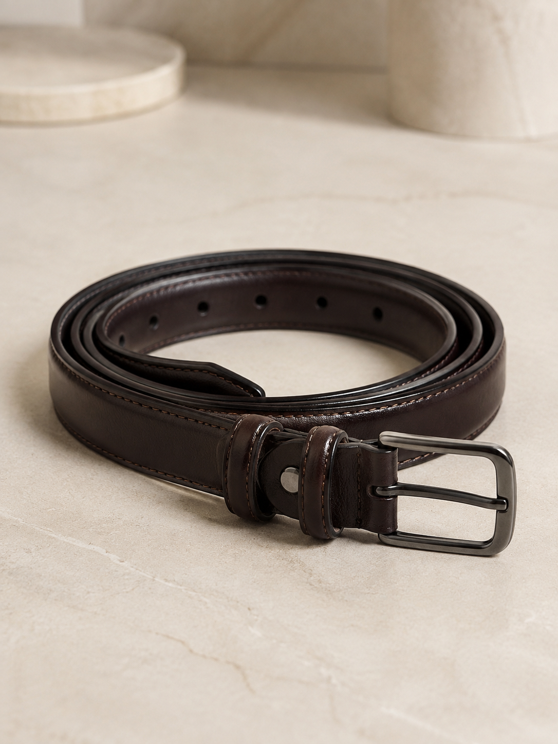Ceinture femme en cuir marron châtaigne – Cuir de vachette – Taille ajustable