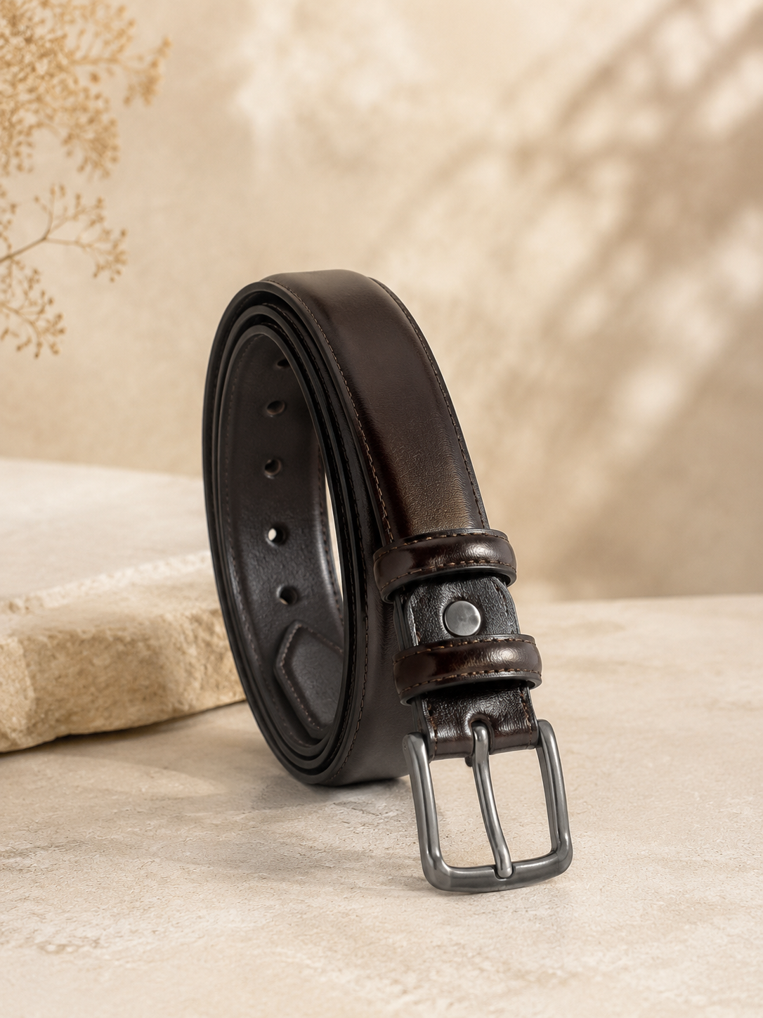 Ceinture femme en cuir marron châtaigne – Cuir de vachette – Taille ajustable