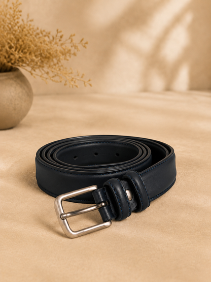 Ceinture femme en cuir bleu marine – Cuir de vachette – Taille ajustable