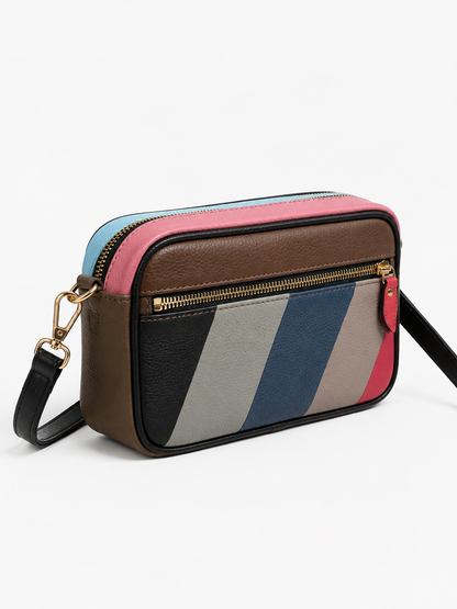 Sac bandoulière femme en cuir multicolore