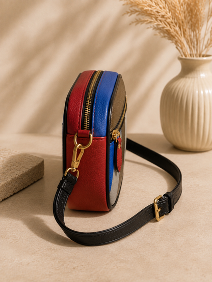 Sac bandoulière femme en cuir multicolore