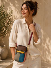 Sac téléphone femme en cuir multicolore
