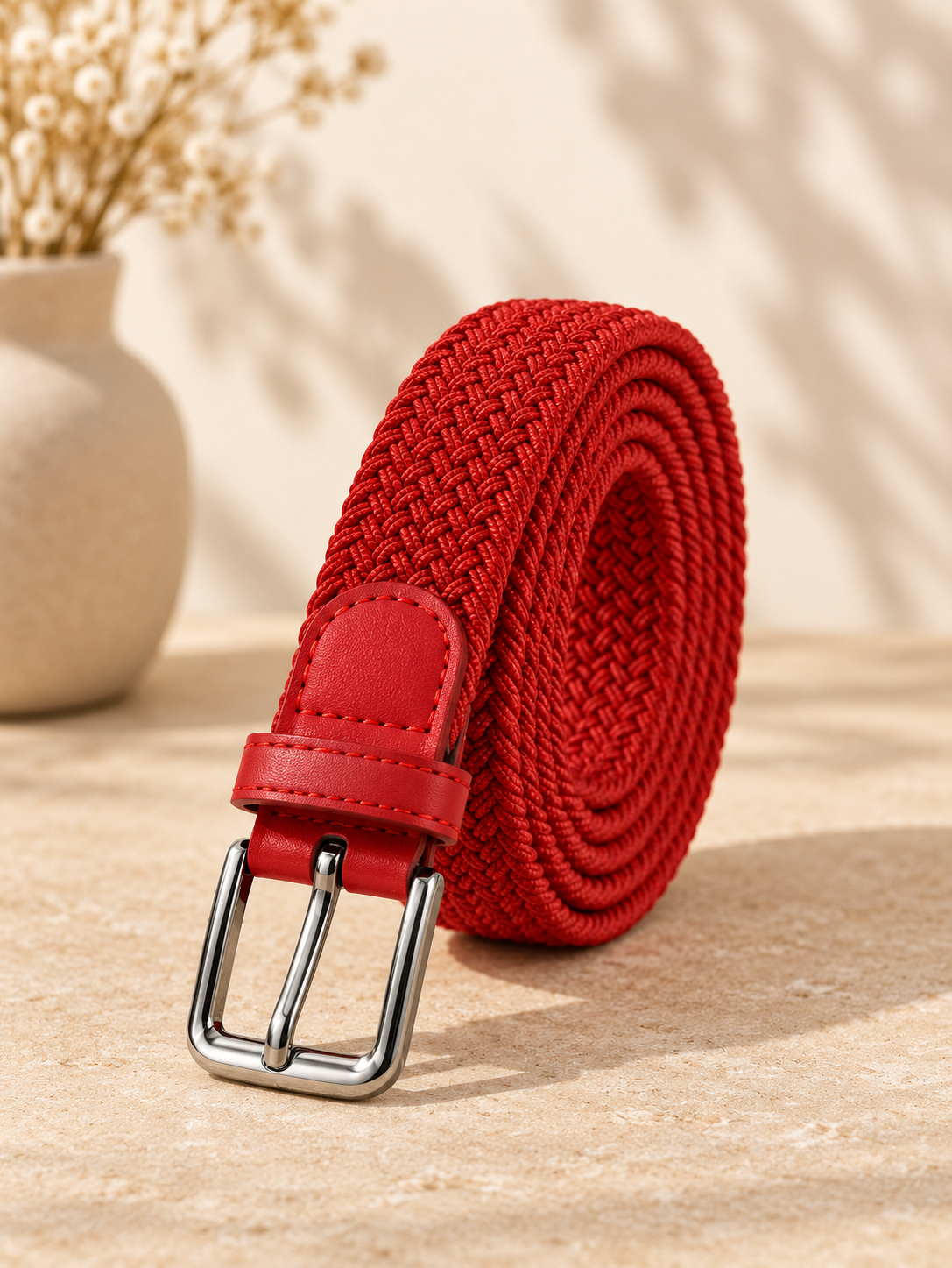 Ceinture tressée rouge