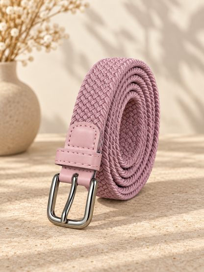 Ceinture tressée vieux rose