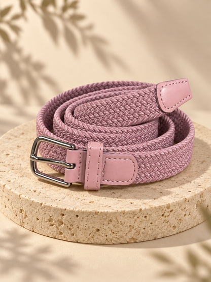 Ceinture tressée vieux rose