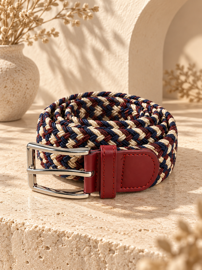 Ceinture tressée rouge rubis Multicolore