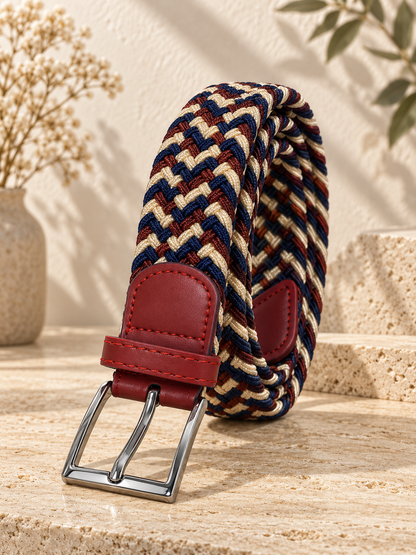 Ceinture tressée rouge rubis Multicolore