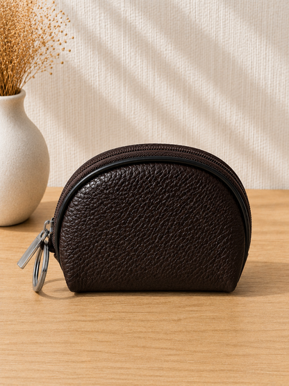 Porte-monnaie femme en cuir marron chocolat