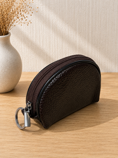 Porte-monnaie femme en cuir marron chocolat